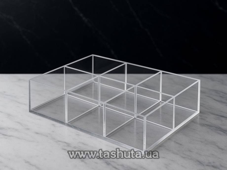 Acrylic Container 200x200x70mm, 6 Sections