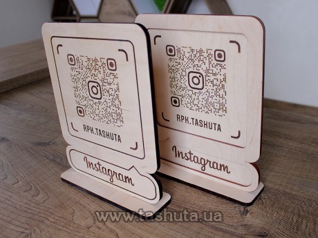 Wizytówka na Instagram z kodem QR ze sklejki 200x250mm