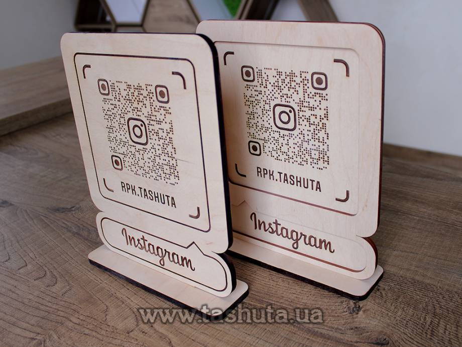 Plywood Instagram Business Card with QR Code 200x250mm