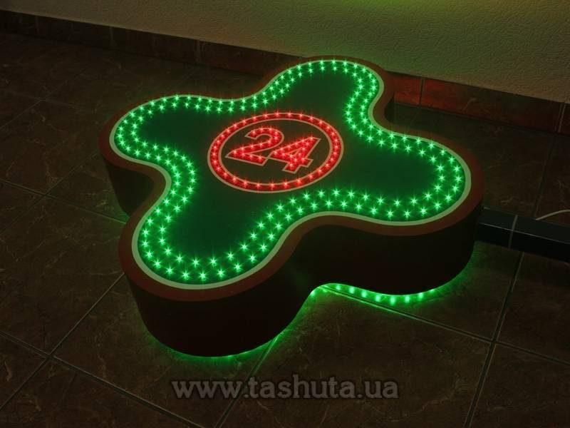 "POLAND" 24-Hour LED Pharmacy Cross 700x700mm