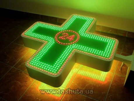 Krzyż LED z dynamiką 24 godz., dwukolorowy, 900x900 mm