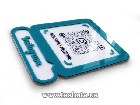 Tabliczka na Instagram z kodem QR 200x250mm, przestrzenna, z akrylu