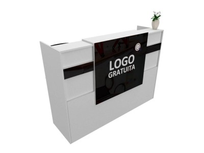 Front Desk with Acrylic Logo Panel, 130x110x60cm