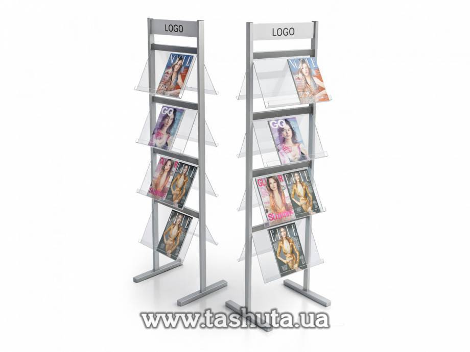 Double-Sided Brochure Stand with 8 Pockets A4x2