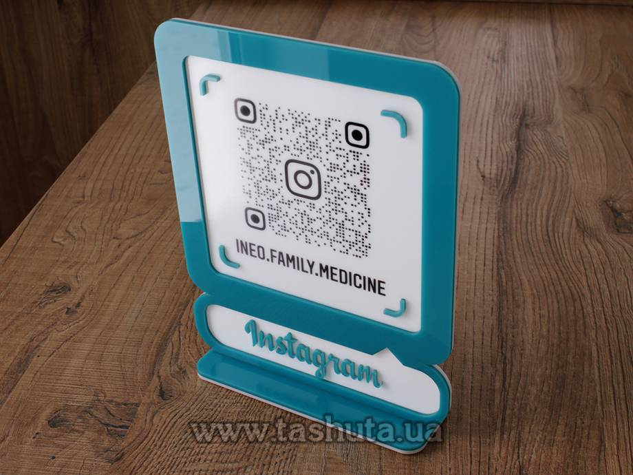 3D Acrylic Instagram Business Card with QR Code 200x250mm