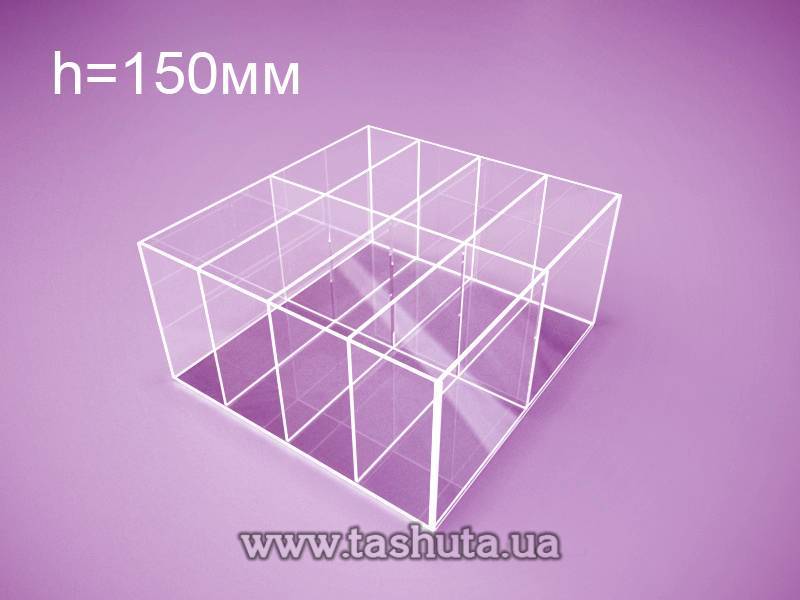 Clear Acrylic Box 300x300x150mm with 8 Sections