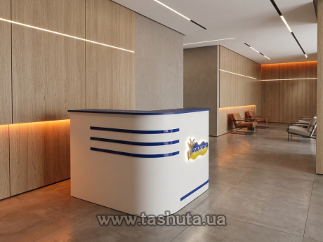 Угловая кассовая стойка ресепшн, 155х100х120 cм