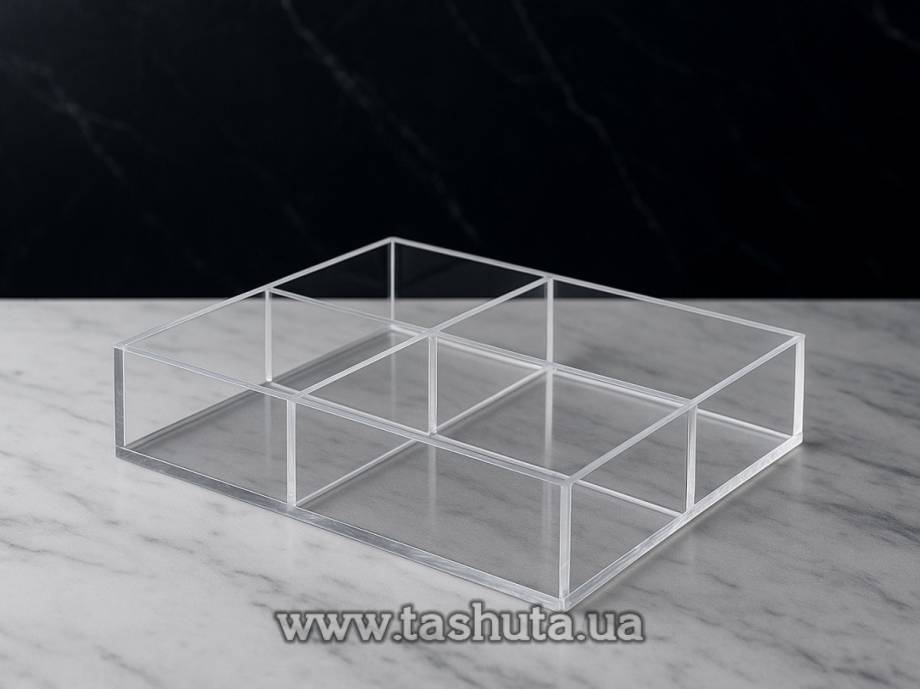 Acrylic Container, Box 300x400x100mm with 4 Sections