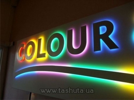 Litery przestrzenne podświetlane kontrażurowo RGB, h-250mm