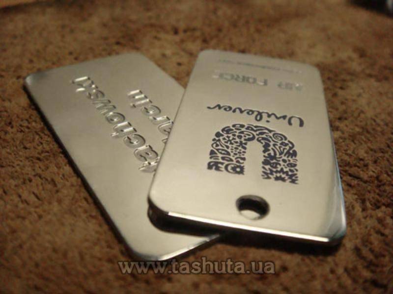Rectangular Nickel-Plated Metal Number Tag 62x18mm, Double-Sided