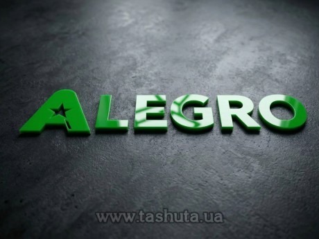 Litery płaskie z kolorowego akrylu 3 mm, H=200mm