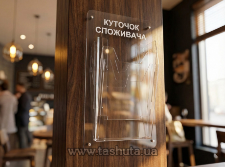 Информационный стенд из оргстекла на 2 кармана А4