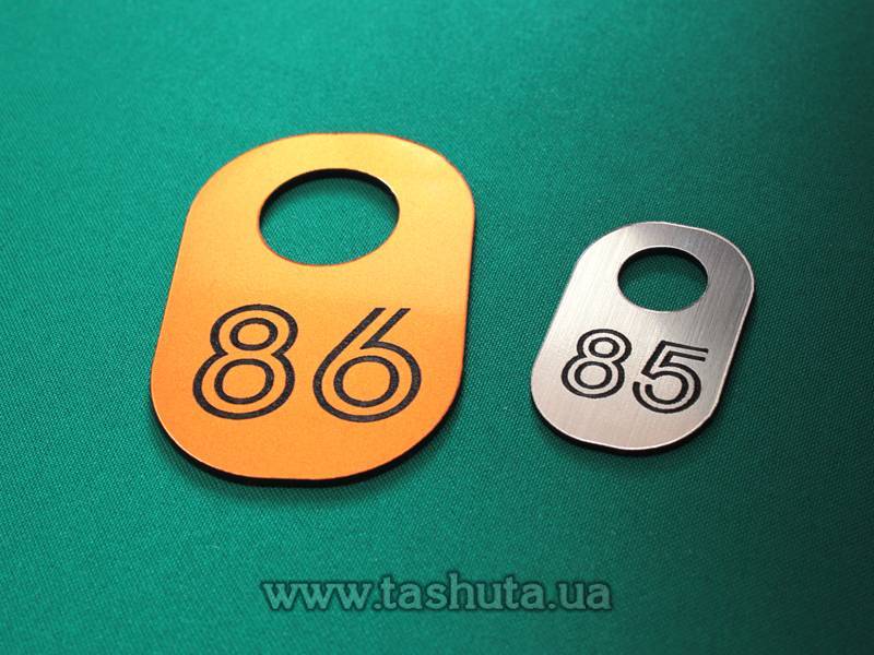Two-Layer Plastic Cloakroom Number Tag 50x80mm, Double-Sided