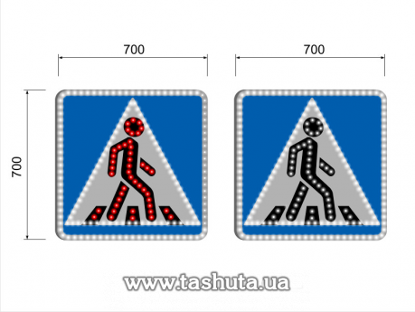 Світлодіодний дорожній знак «Пішохідний перехід» 700х700 мм