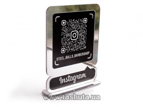 Wizytówka na Instagram z plastiku z kodem QR 200x250mm, złoto lub srebro