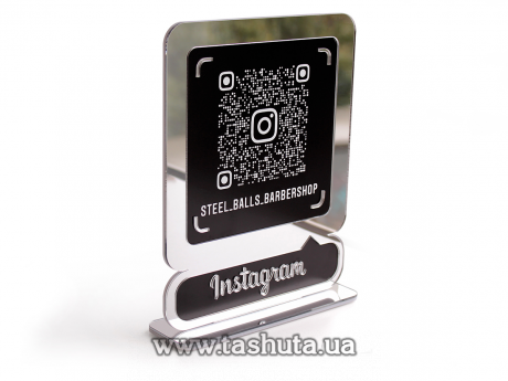 Инстаграм-визитка из пластика с QR кодом 300х380мм золото или серебро