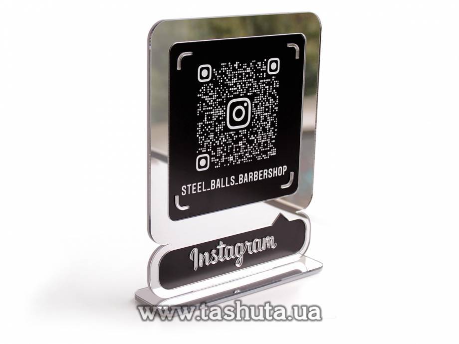 Plastic Instagram Business Card with QR Code 200x250mm, Gold or Silver
