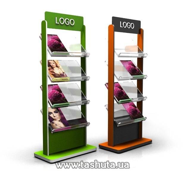 Chipboard Literature Stand, 4 Pockets A4x2