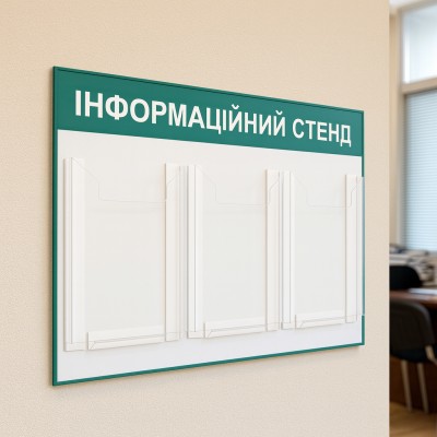 Информационный стенд на 3 кармана А4, 750х410 мм