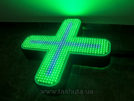Хрест світлодіодний для аптеки &quot;ЛІБЕРТІ&quot; 700x700 мм