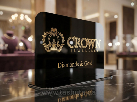 Табличка на стол из цветного акрила 150х150 мм