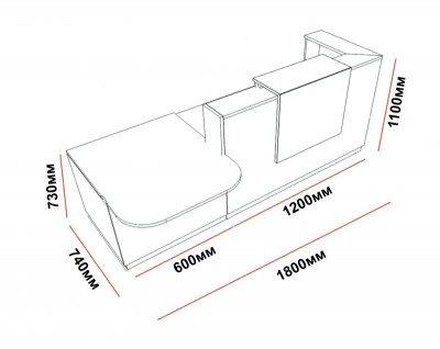 Modular Front Desk, Registration Desk, 180x110x74cm