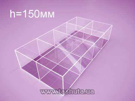 Прозрачная коробка из оргстекла 200х300х150 мм на 8 отделений