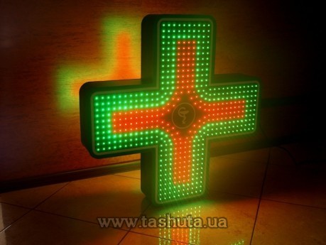 Krzyż apteczny LED z dynamiką, dwukolorowy, 600x600mm