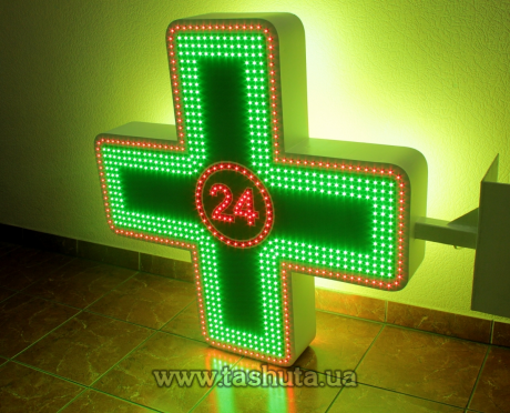 Крест светодиодный с динамикой  24 часа, двухцветный, 900х900 мм