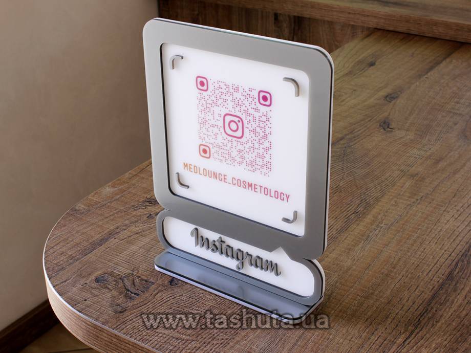 Plastic Instagram Business Card with QR Code 200x250mm, Gold or Silver
