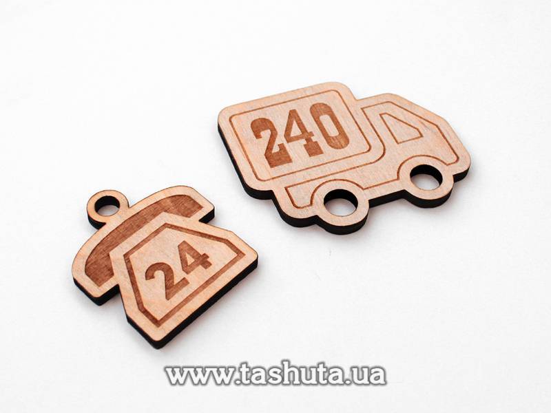Shaped Plywood Number Tag 55x55mm, Single-Sided