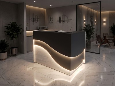 "Riviera" Reception Desk, Illuminated Office Desk, 120x110x75cm