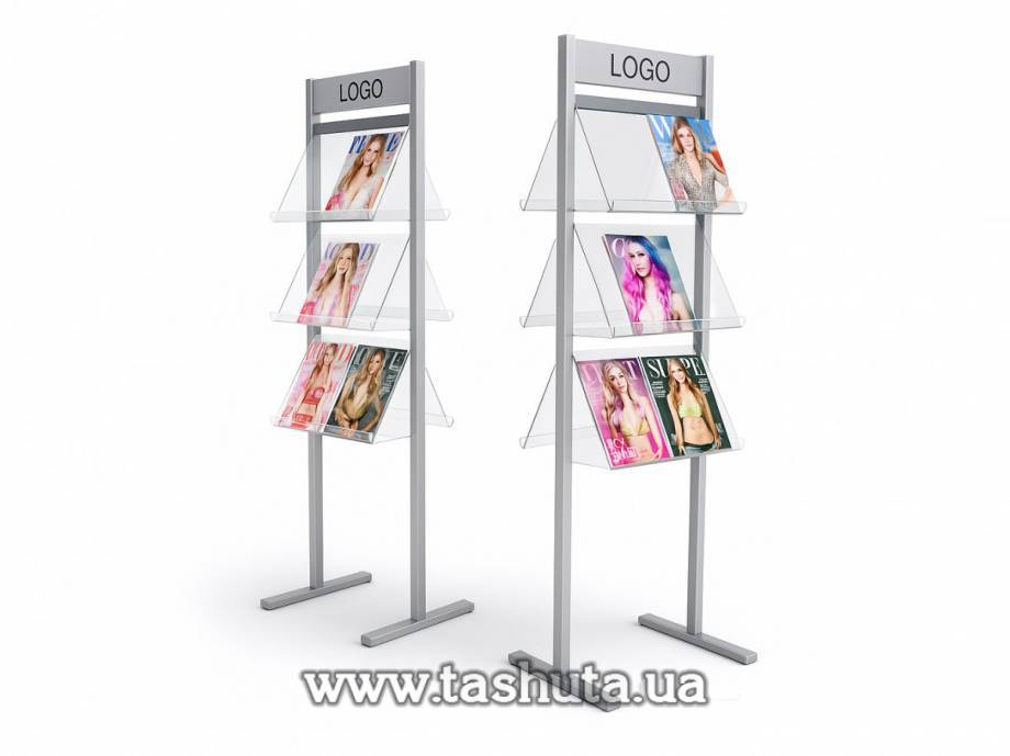 Double-Sided Brochure Stand with 6 Pockets A4x2