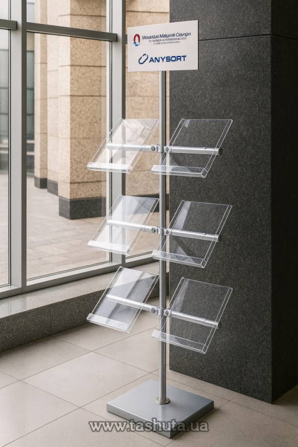 Literature Advertising Stand with 6 A4 Pockets