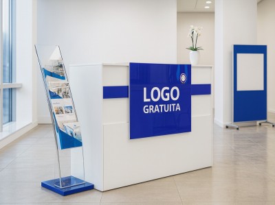 Front Desk with Acrylic Logo Panel, 130x110x60cm