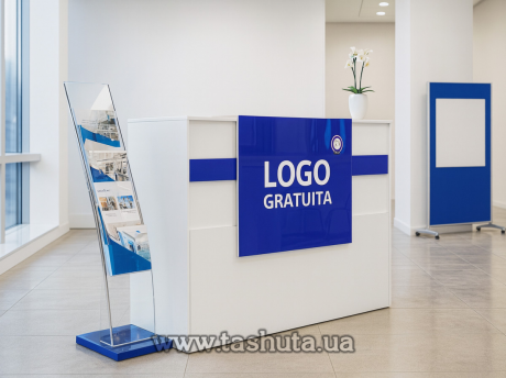 Стойка администратора с акриловой панелью для логотипа, 160х110х60 cм