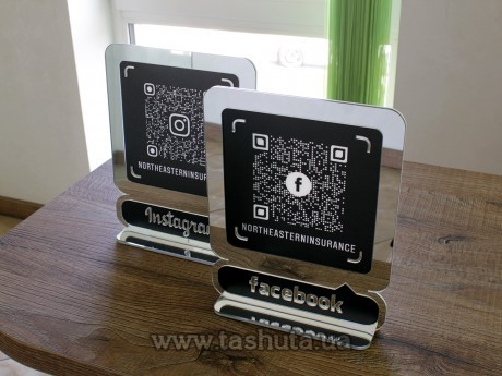 Tabliczka z kodem QR Facebook, stołowa 200x250mm