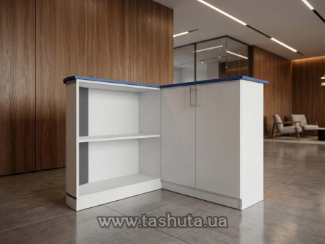 Угловая кассовая стойка ресепшн, 155х100х120 cм