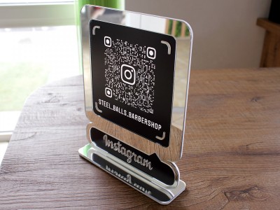Инстаграм-визитка из пластика с QR кодом 200х250мм золото или серебро