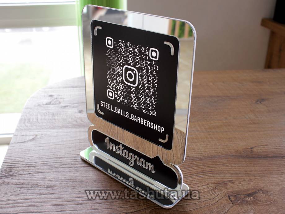Plastic Instagram Business Card with QR Code 200x250mm, Gold or Silver