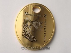 Owalny numerek metalowy, powłoka złota 36x29 mm jednostronny