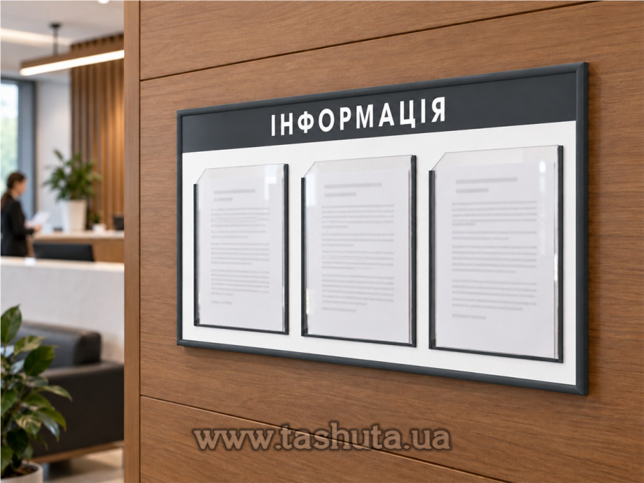 Информационный стенд на 3 кармана А4, 750х410 мм