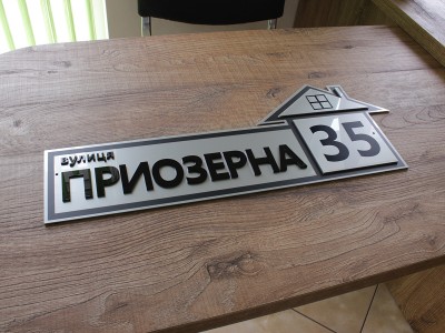 Уличная табличка с домиком 500х195 мм