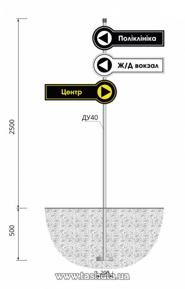 Shaped Direction Sign 900x300mm