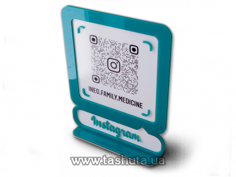 Объемная инстаграм-визитка с QR кодом из акрила 200х250мм