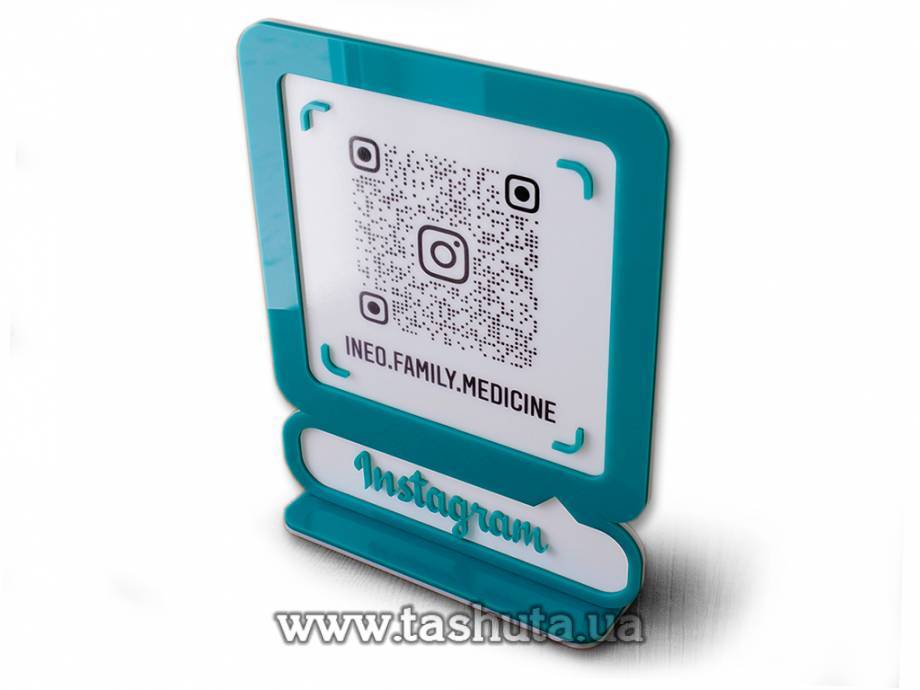 3D Acrylic Instagram Business Card with QR Code 350x440mm
