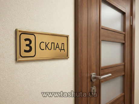 Табличка надверная из двухслойного пластика в молдинге, 300х150 мм