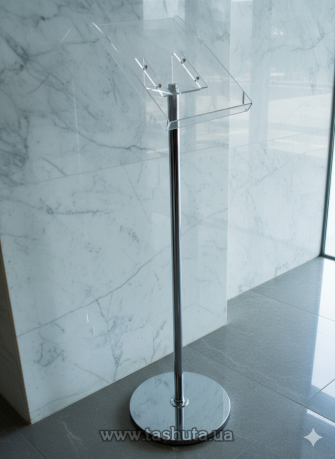 Стійка на хромованій нозі для буклетів А4 формату