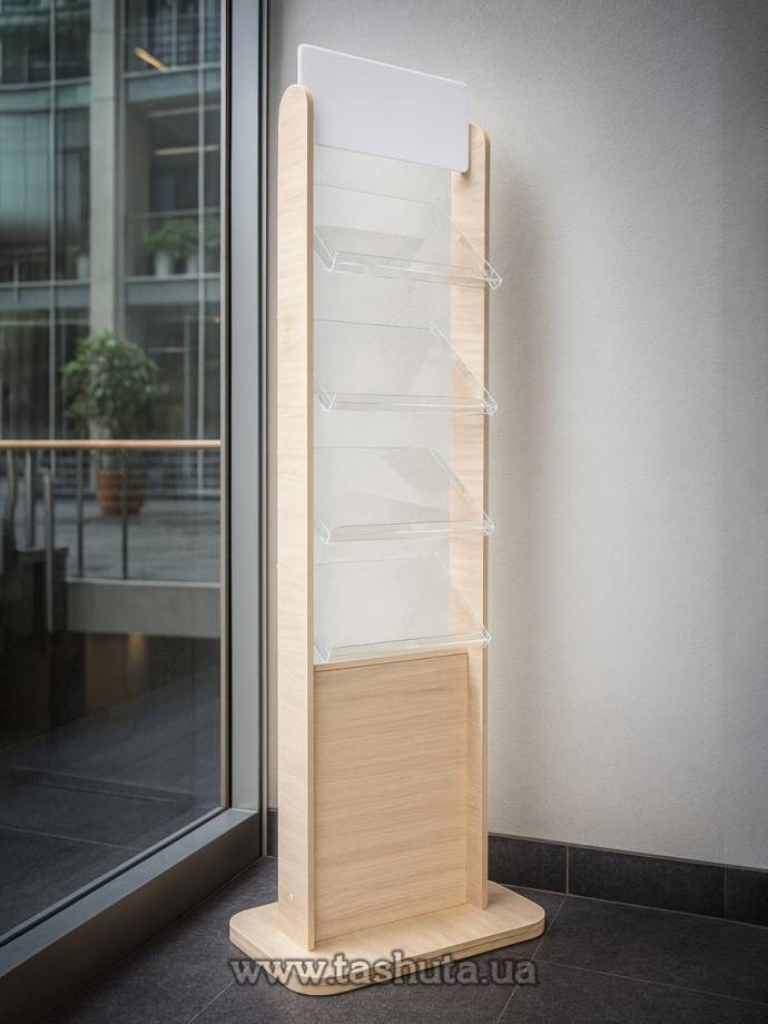 Chipboard Literature Stand, 4 Pockets A4x2