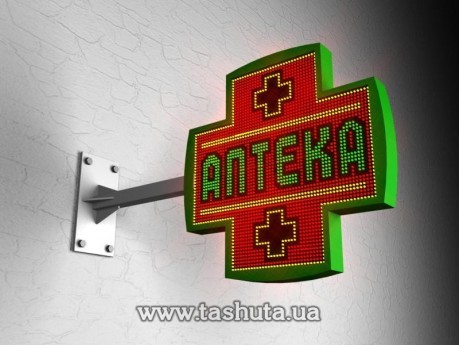 Kształtowy krzyż apteczny LED wielokolorowy 760x760 mm